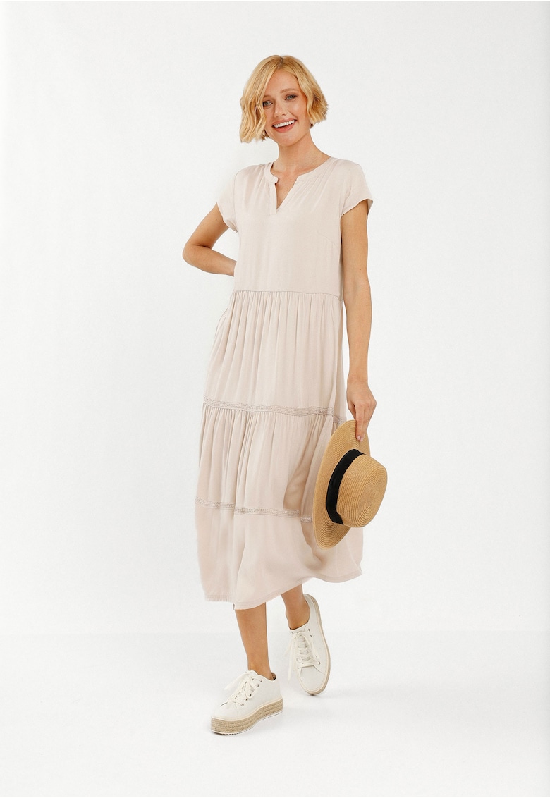 Rochie G-Luma - bej - cu volane - Bej