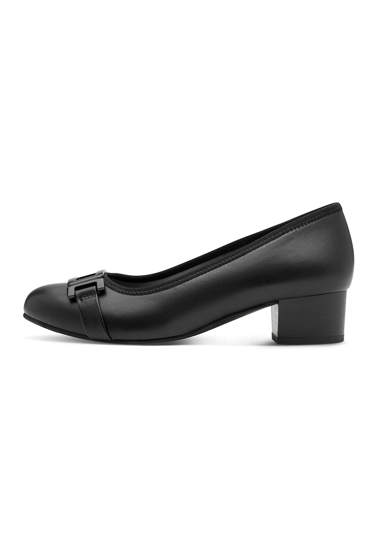 Pantofi cu toc si varf rotund - Negru