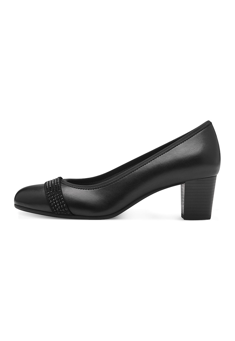 Pantofi cu toc si varf rotund - Negru