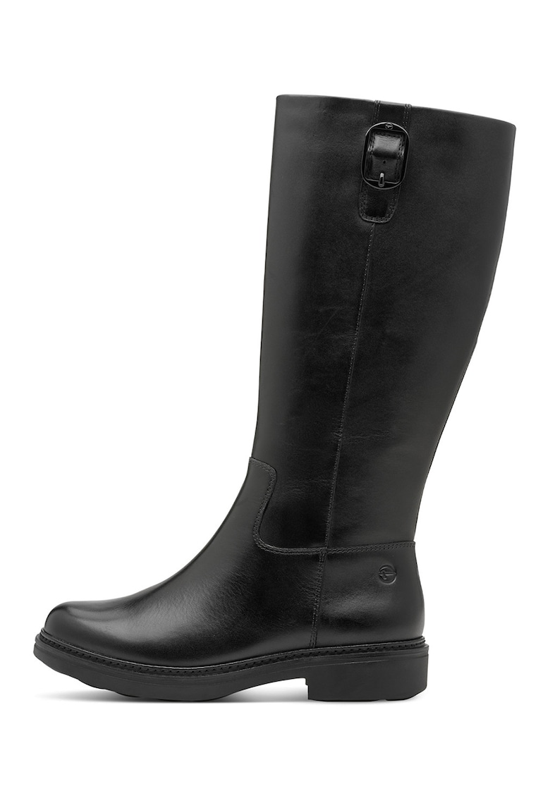 Cizme lungi de piele cu garnituri de piele ecologica