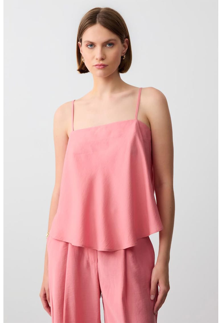Bluza lejera cu decolteu patrat - Fucsia