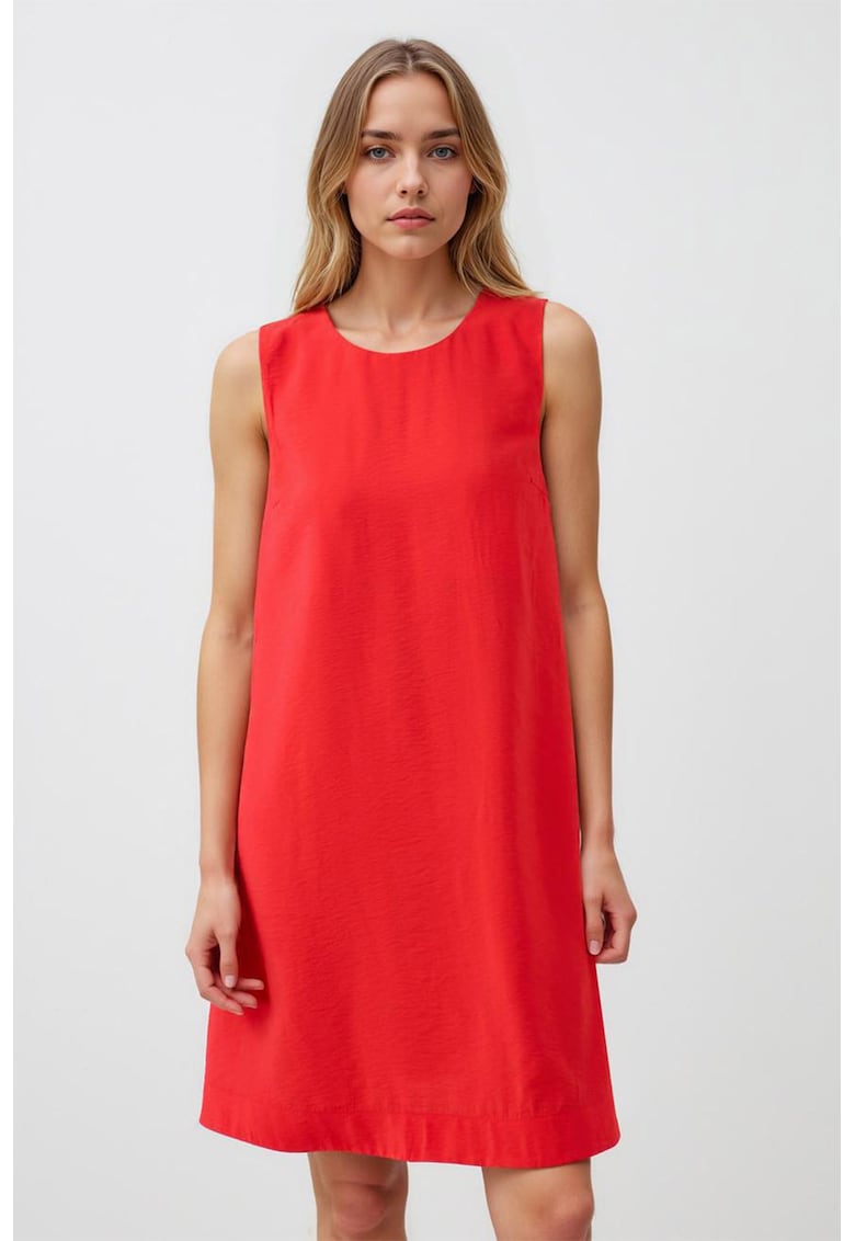 Rochie evazata cu decolteu rotund - Coral