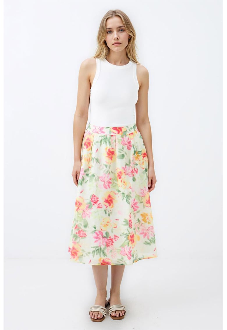 Fusta midi evazata din amestec de lyocell