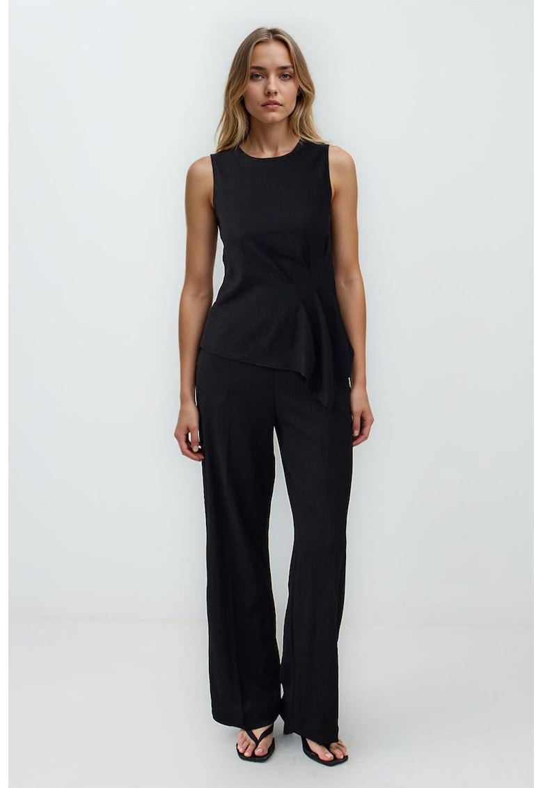 Pantaloni drepti cu talie inalta - Negru