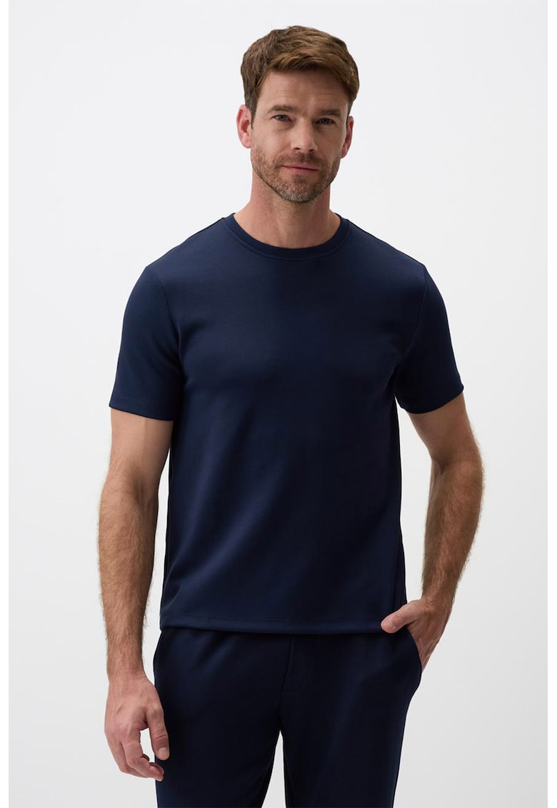 Tricou din amestec de modal cu decolteu la baza gatului