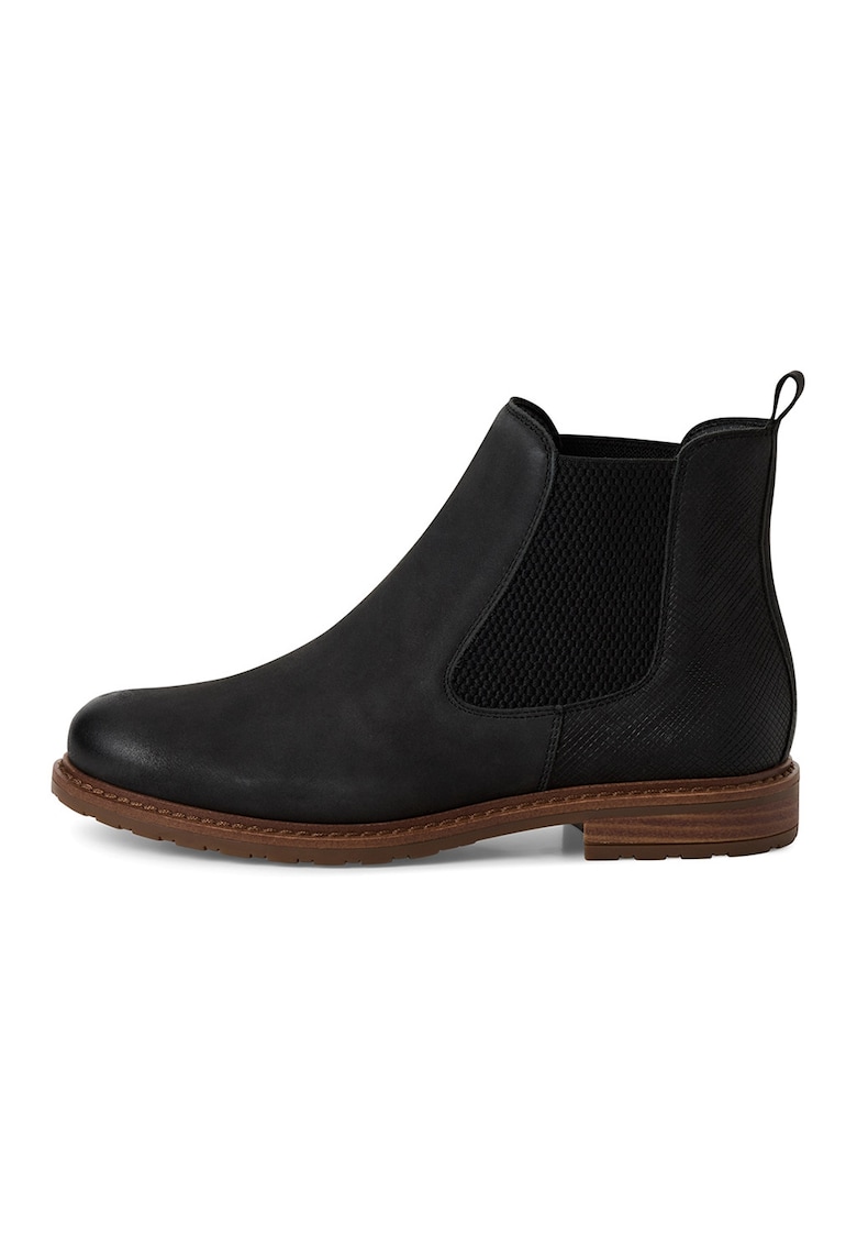 Ghete Chelsea de piele - Negru/Caramel