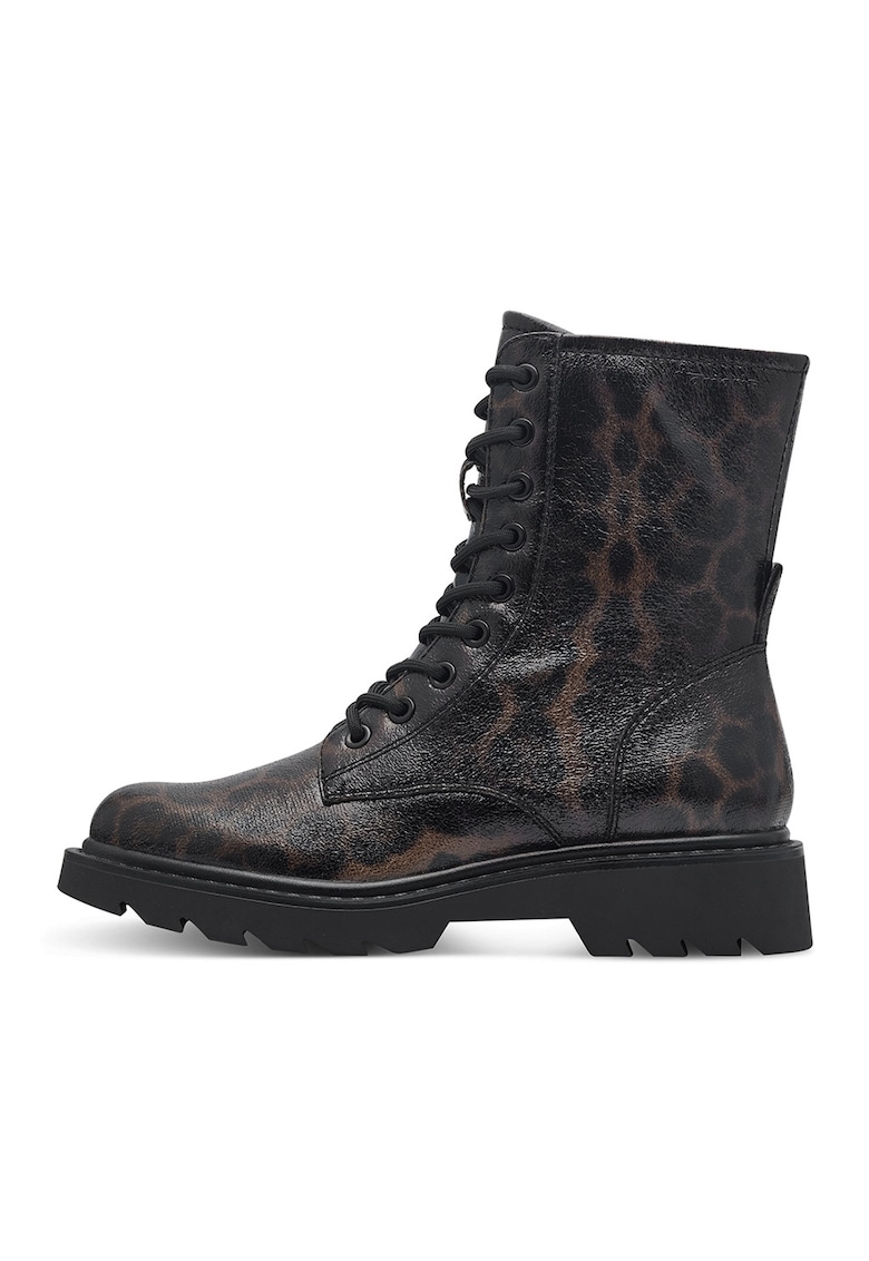 Bocanci demi-wedge cu animal print