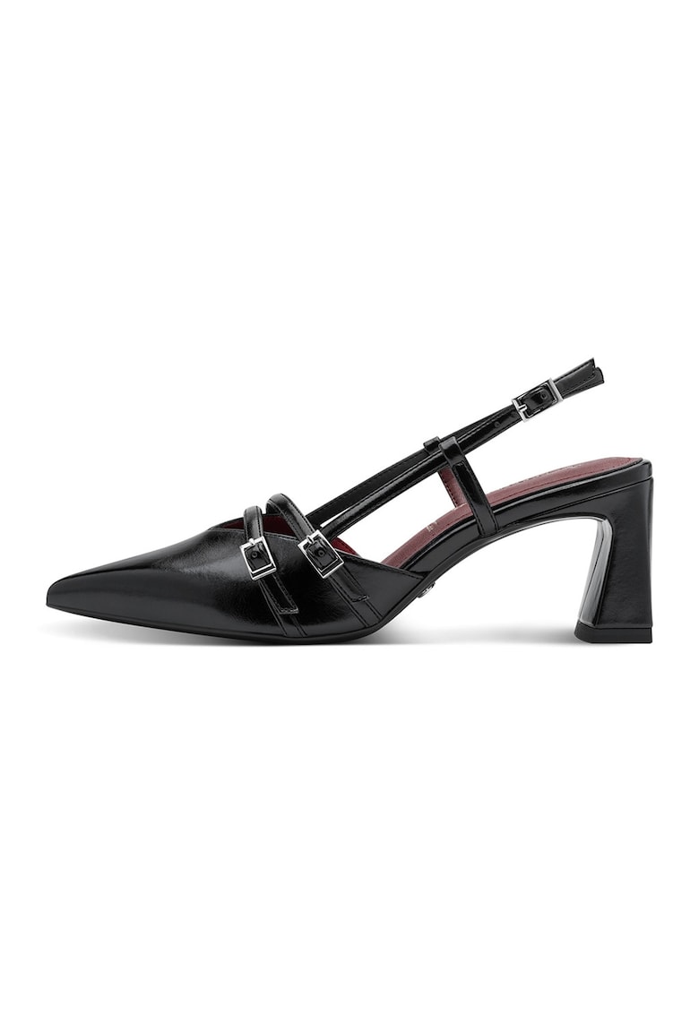 Pantofi din piele ecologica cu toc si catarama