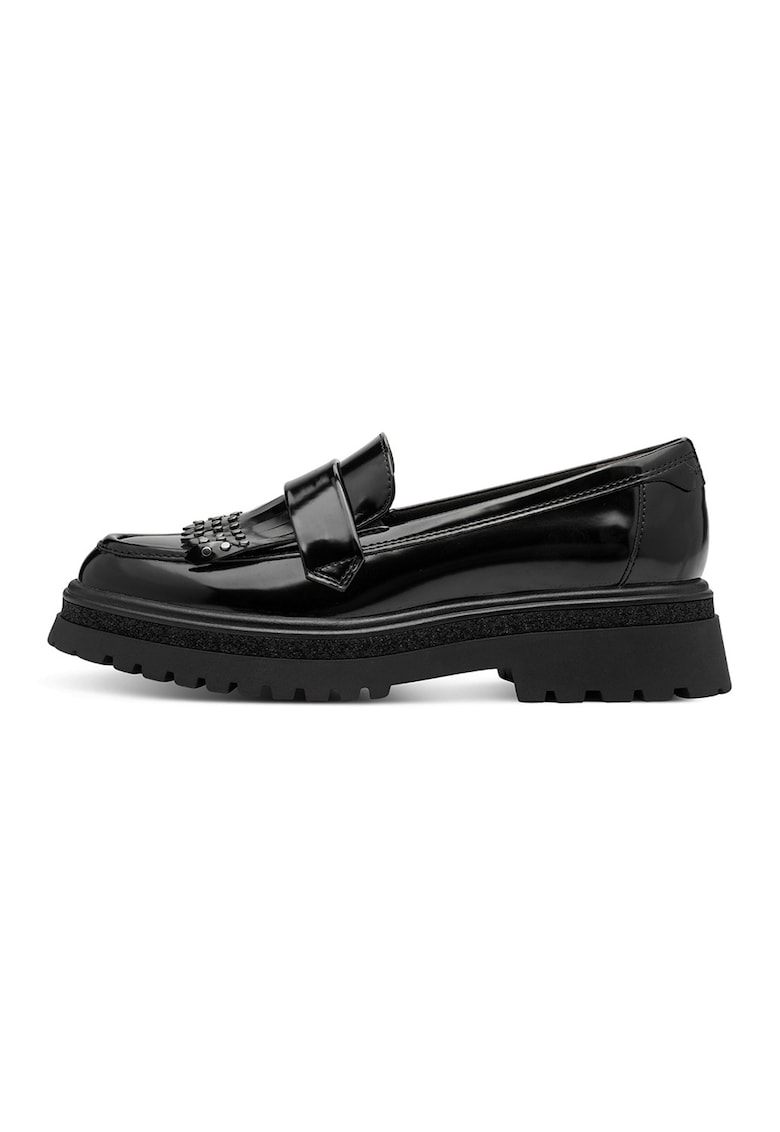 Pantofi loafer din piele ecologica cu aspect lacuit