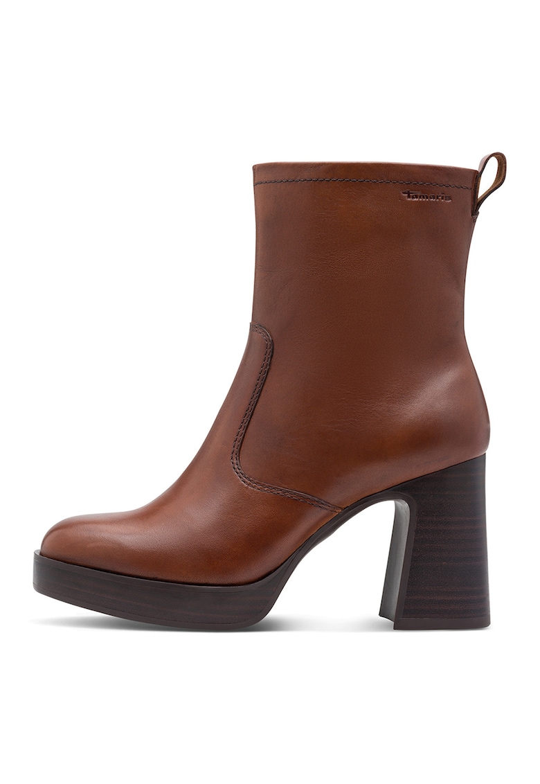 Cizme de piele cu toc masiv