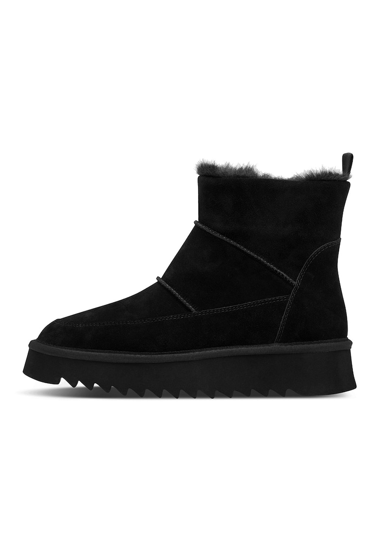 Ghete de piele intoarsa cu fermoar - Negru
