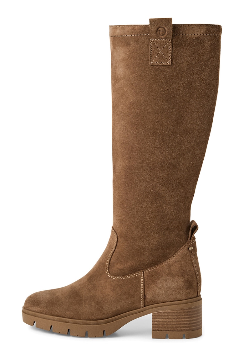 Cizme de piele intoarsa cu toc masiv Cizme de piele intoarsa cu toc masiv