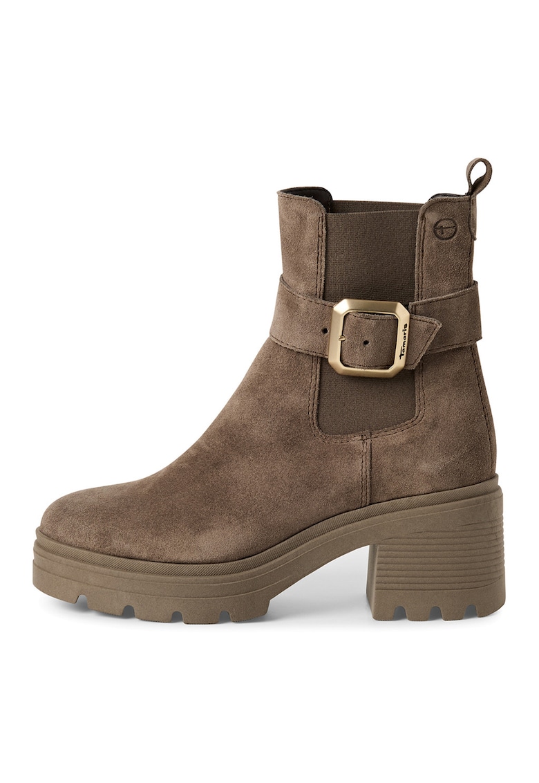 Ghete de piele cu catarama - Maro taupe