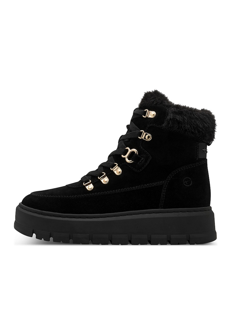 Ghete de piele intoarsa cu garnituri de blana sintetica