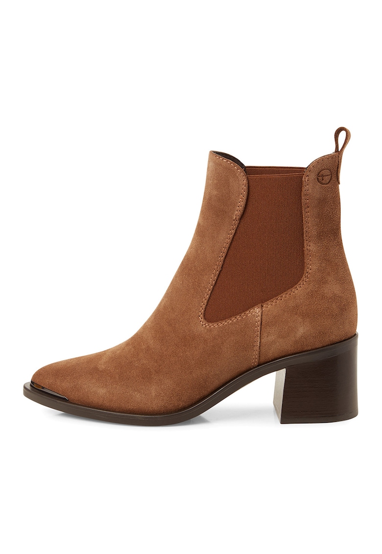 Botine Chelsea de piele intoarsa cu toc masiv