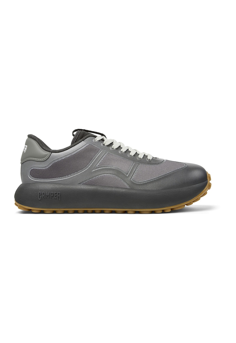 Pantofi sport cu insertii din material textil - Gri cenusiu
