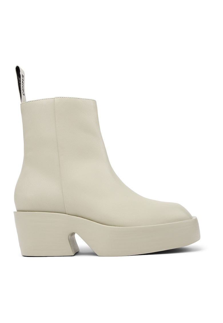 Ghete de piele cu toc masiv Billie - Alb murdar