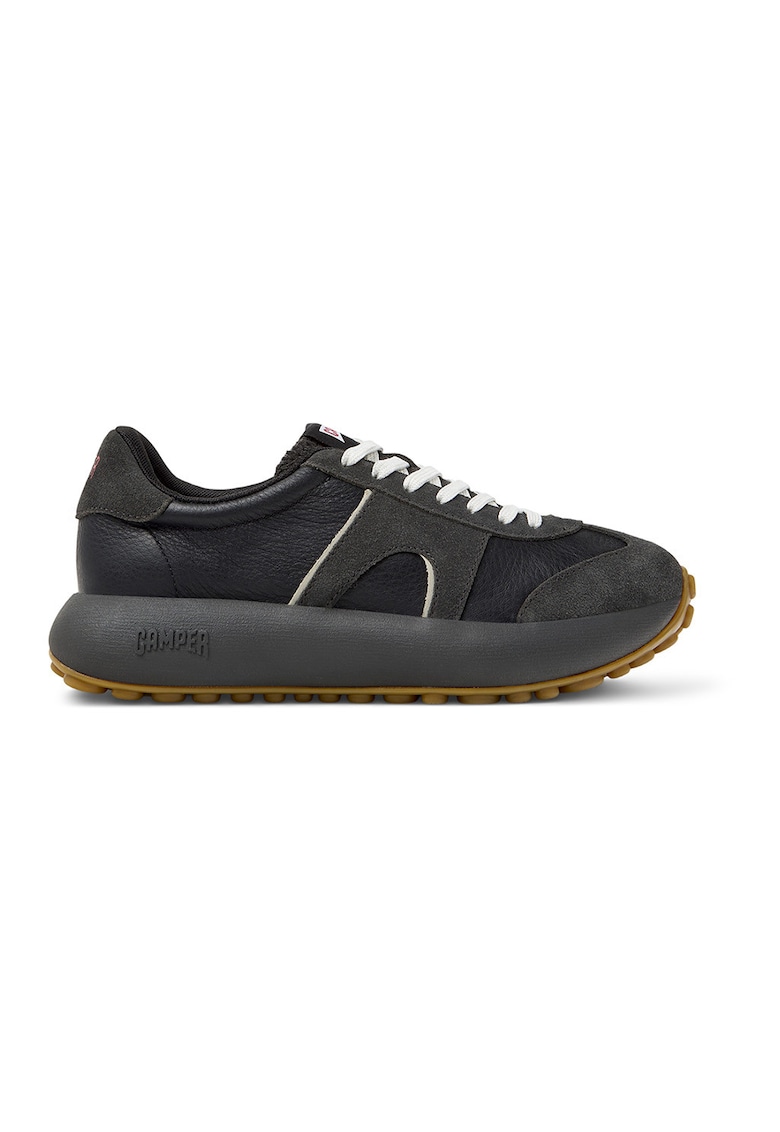 Pantofi sport flatform din piele - Rosu/Negru/Gri inchis