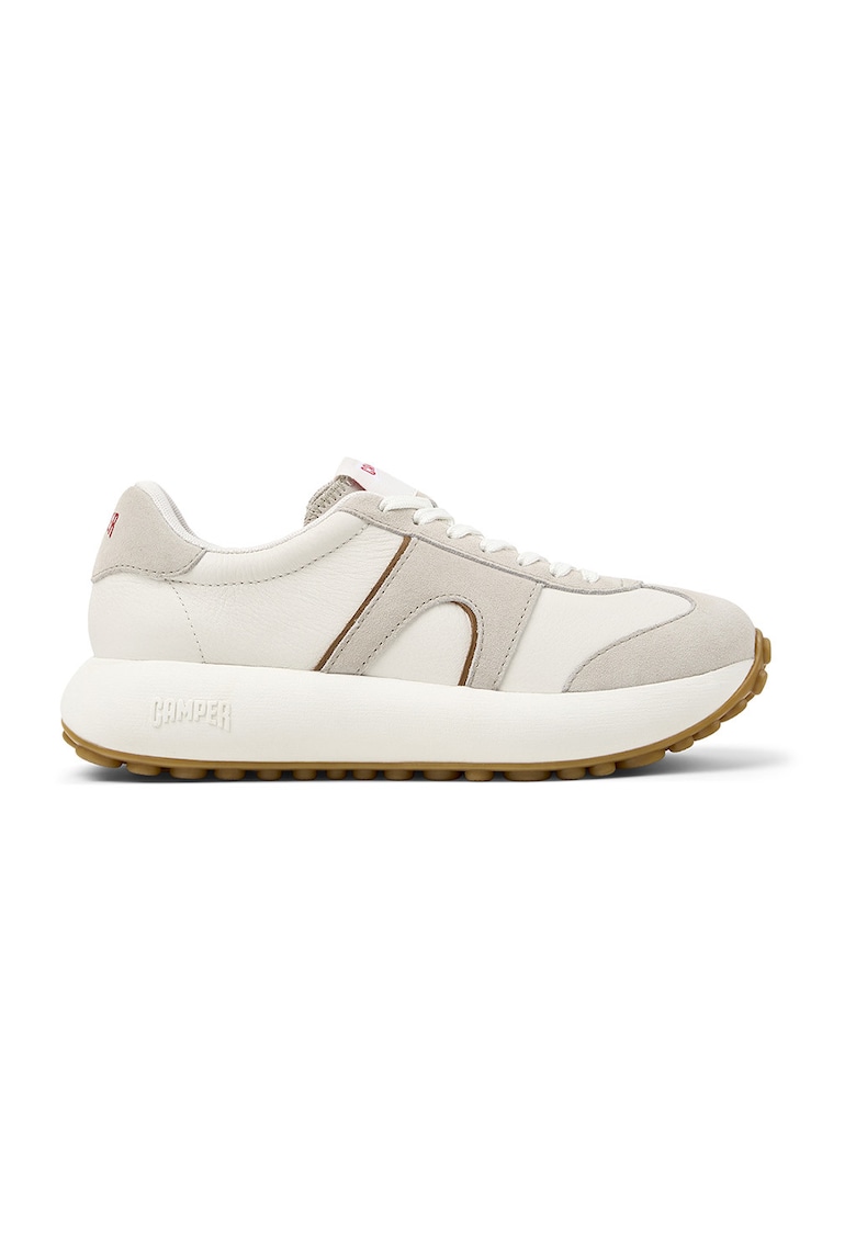 Pantofi sport flatform din piele - Alb murdar/Bej deschis