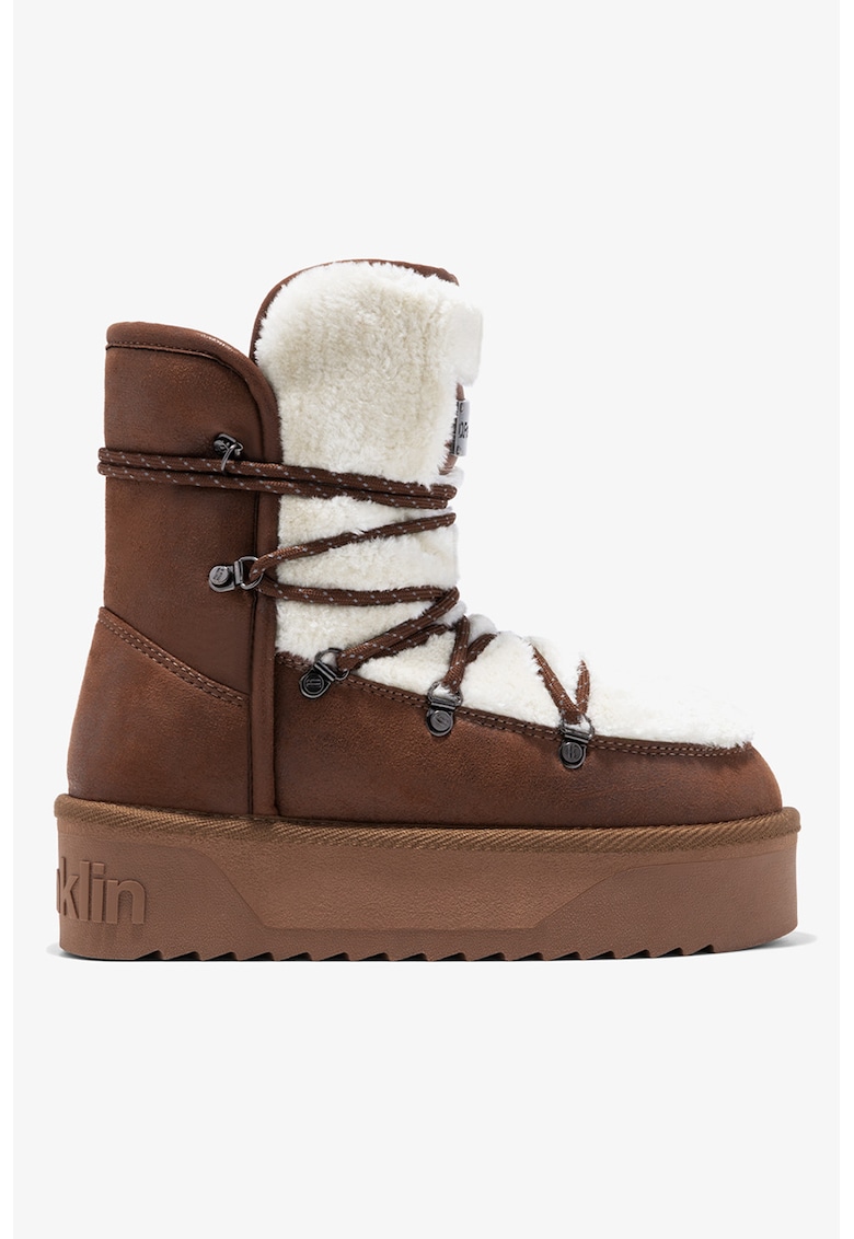 Cizme cu captuseala din blana sintetica si talpa flatform