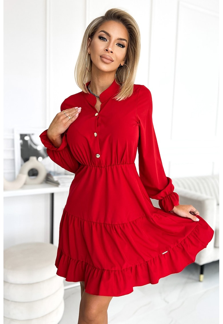 Rochie cu decolteu si nasturi aurii -