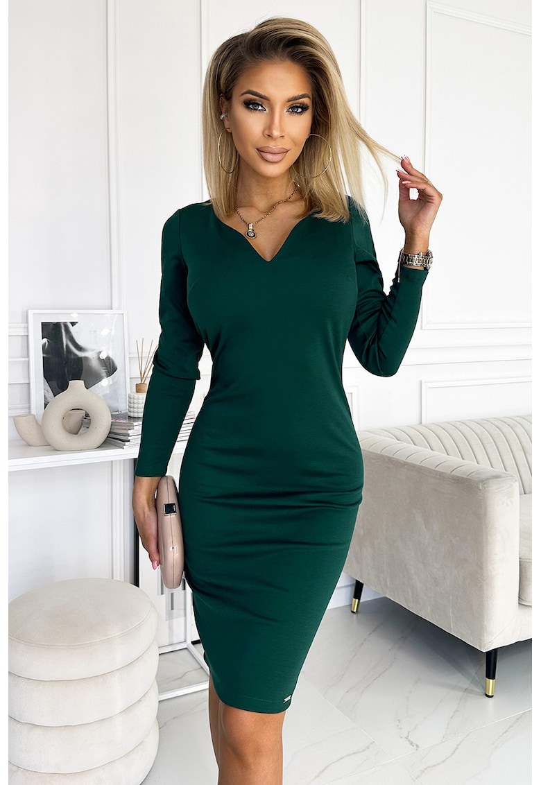 Rochie clasica cu decolteu si maneca lunga -