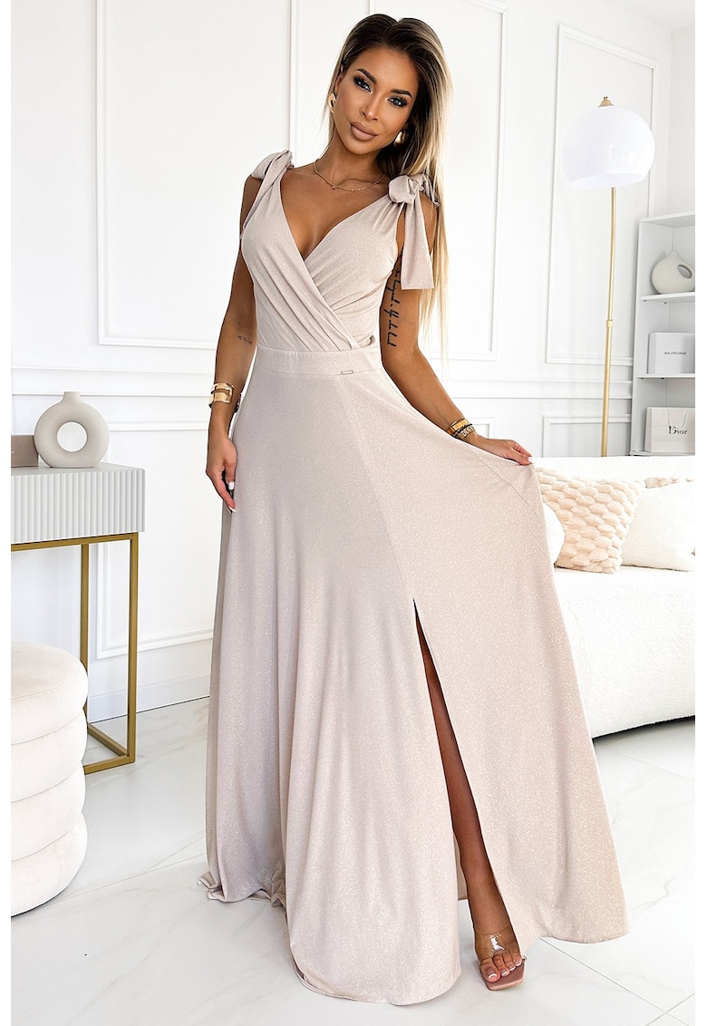 Rochie lunga cu bretele legate pe umeri -