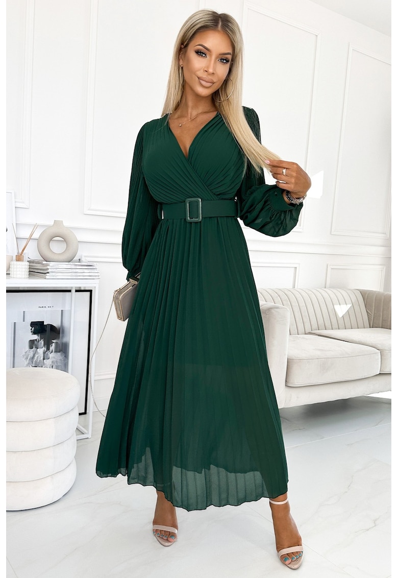 Rochie plisata cu curea in talie -