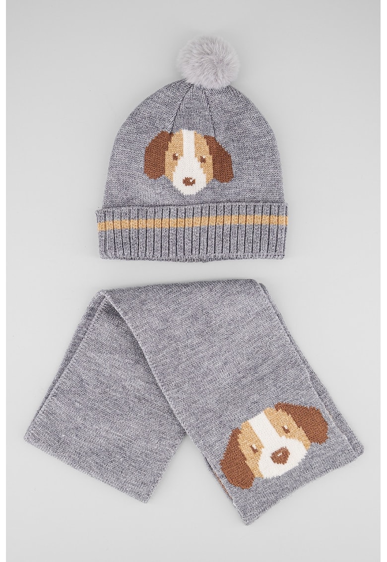 Set de caciula si esarfa cu ciucure - 2 piese Set de caciula si esarfa cu ciucure - 2 piese