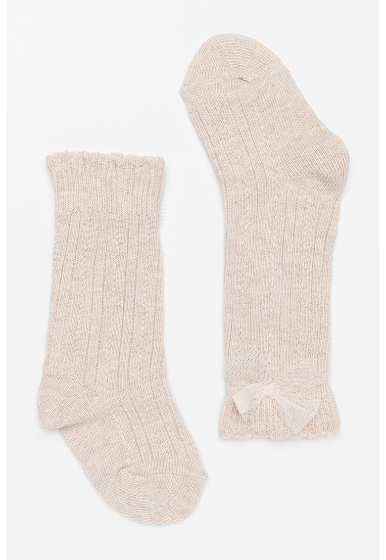 Mayoral Sosete lungi din tricot cu funda decorativa - Bej melange