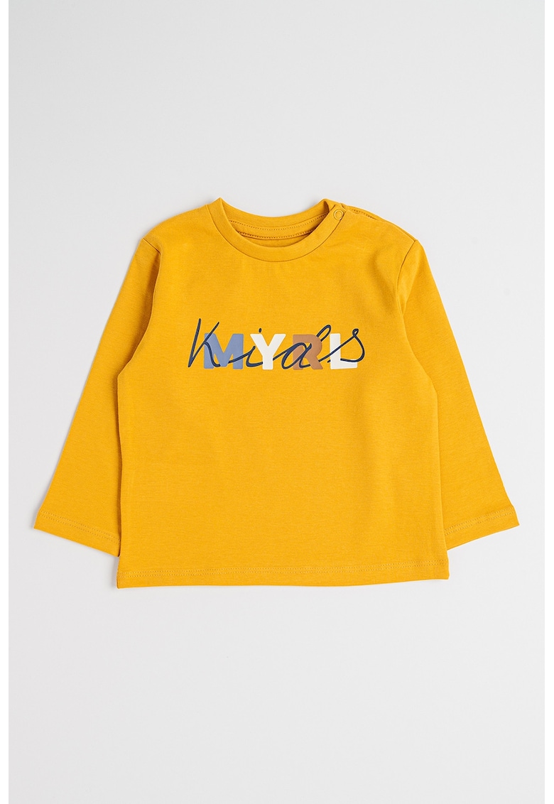 Bluza de bumbac cu imprimeu logo - Galben mustar/Bleumarin