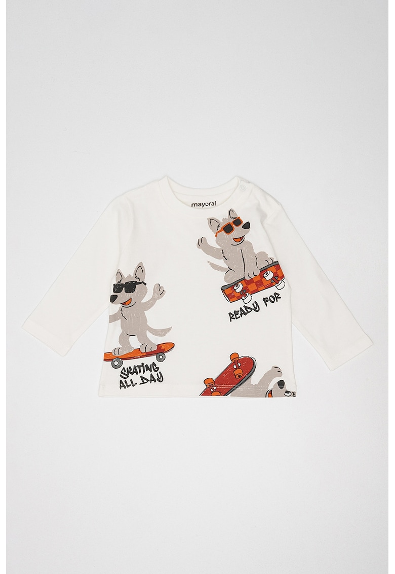 Bluza cu imprimeu grafic - Alb/Gri
