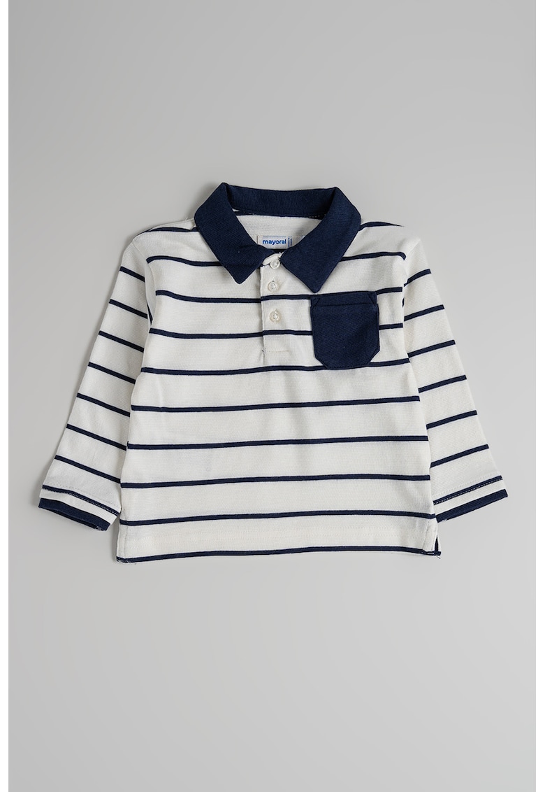 Bluza polo din bumbac cu model in dungi