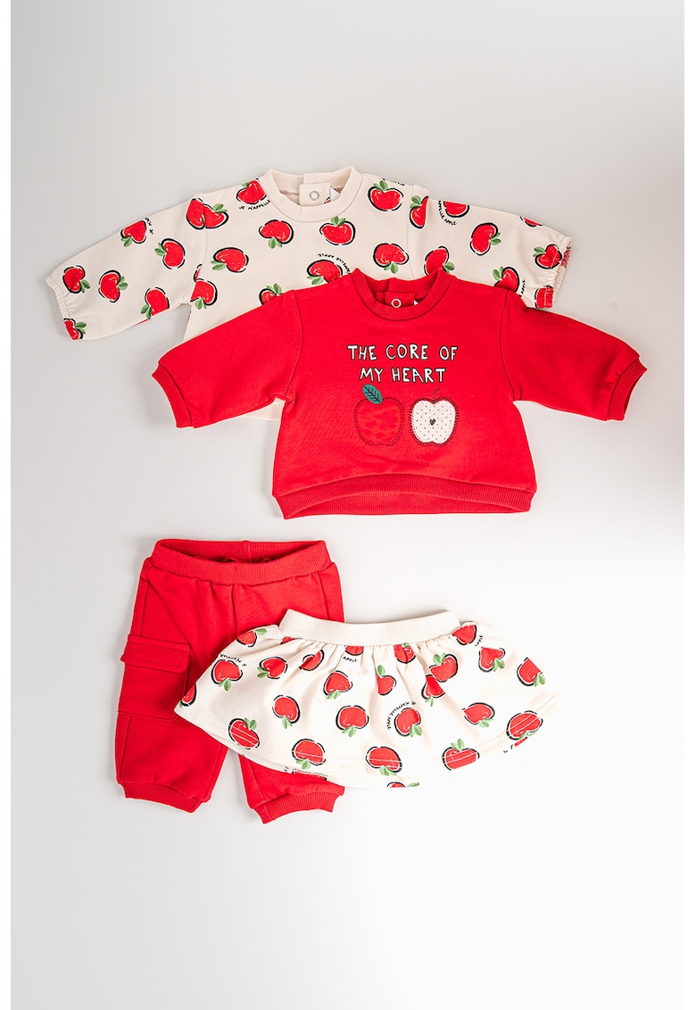 Set de bluza cu imprimeu - fusta si pantaloni - 4 piese