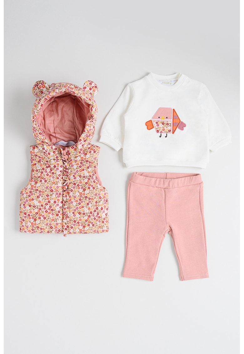 Set de bluza - pantaloni si vesta cu model - 3 piese