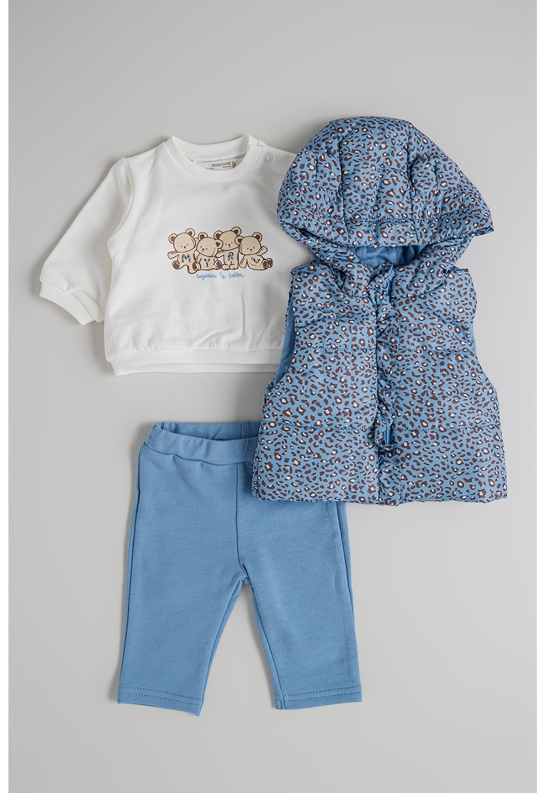 Set de bluza - pantaloni si vesta cu model - 3 piese