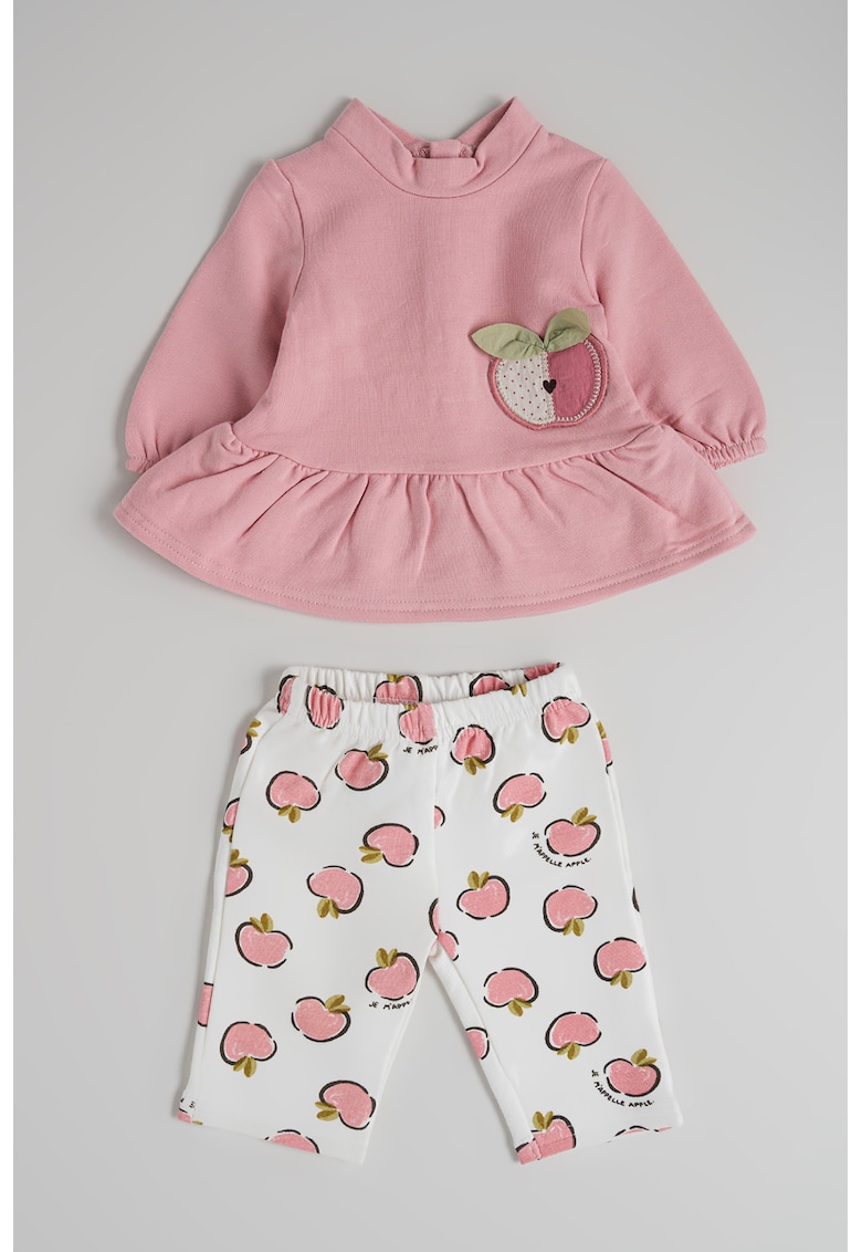 Set de bluza cu terminatie cu volane si colanti - 2 piese