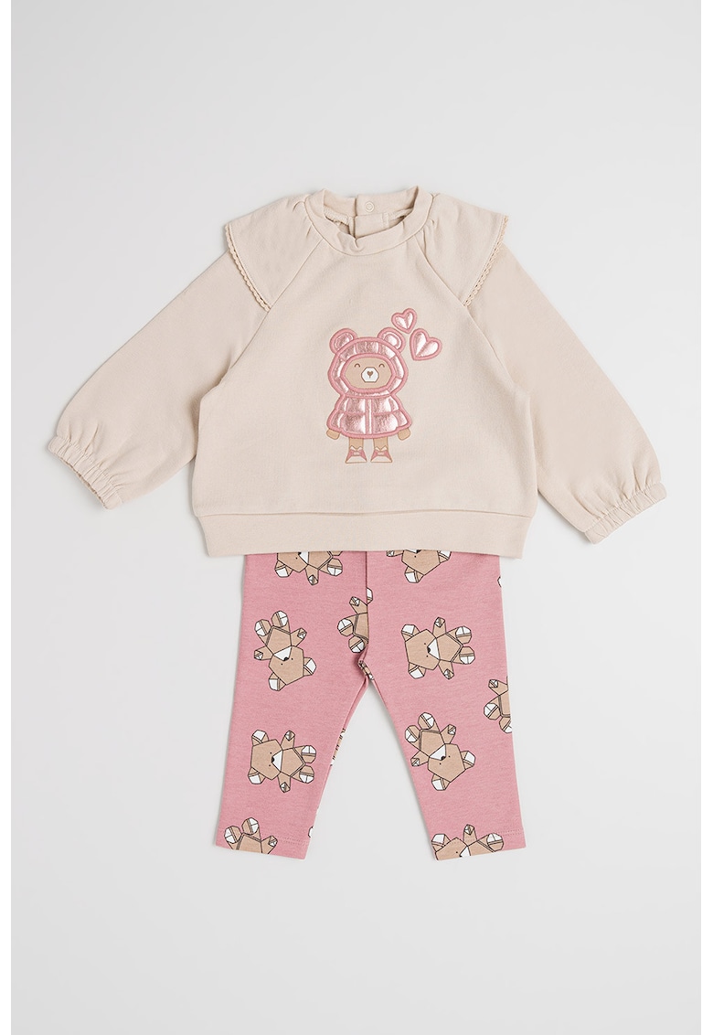 Set de bluza de trening si pantaloni - Roz deschis/Maro nisip