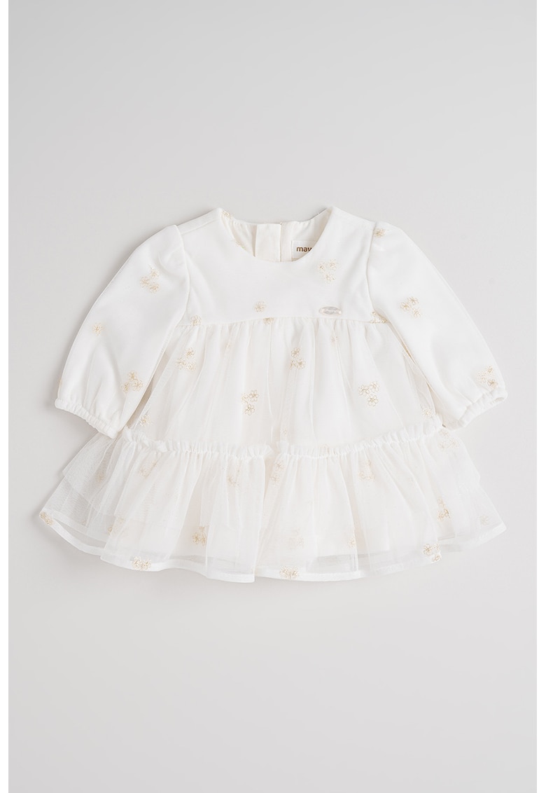 Rochie evazata din amestec de bumbac cu model uni