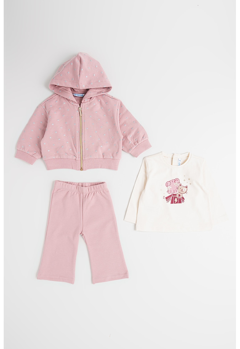 Set de bluza si trening - Roz deschis/Alb murdar