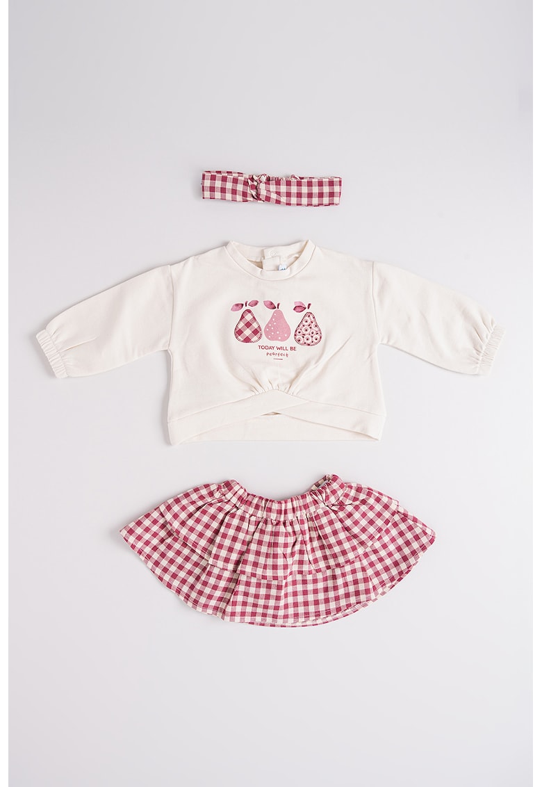 Set de bandana in carouri - bluza si fusta - 3 piese