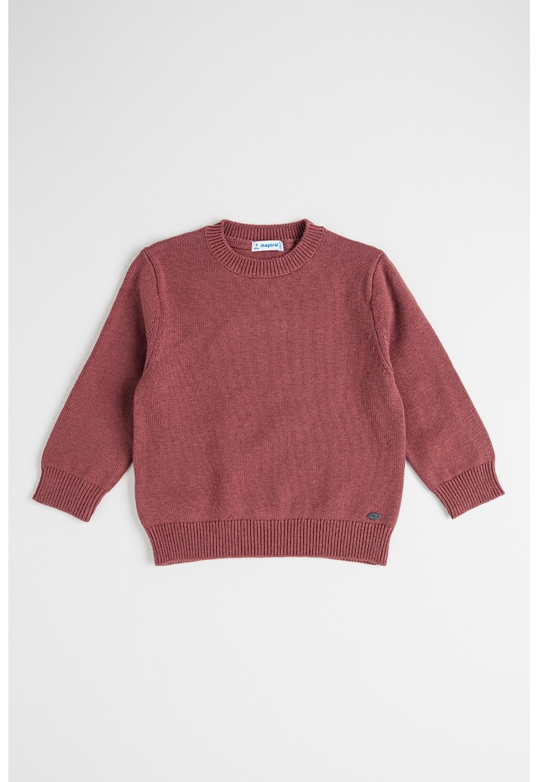 Pulover din amestec de lana cu decolteu la baza gatului