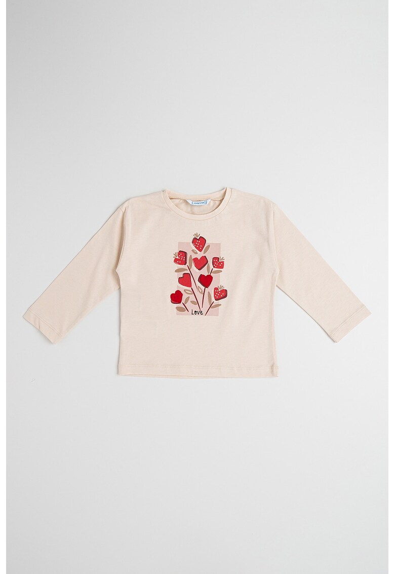 Bluza de bumbac cu imprimeu - Bej/Roz