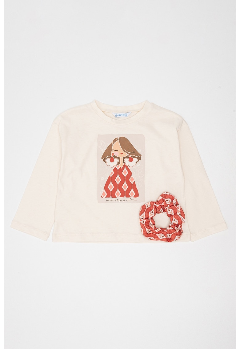 Set de bluza cu imprimeu si elastic de par