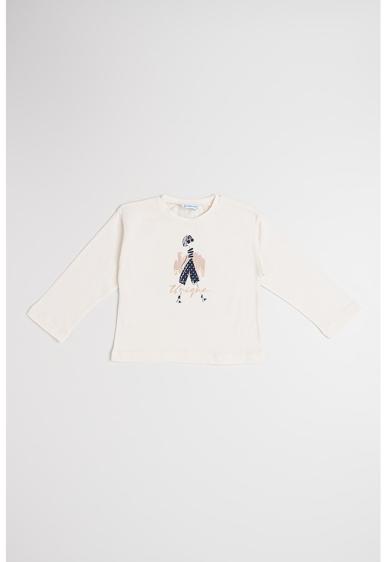 Bluza cu imprimeu grafic - Alb fildes/Roz prafuit/Bleumarin