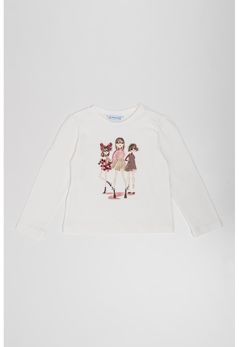 Bluza cu imprimeu grafic si paiete