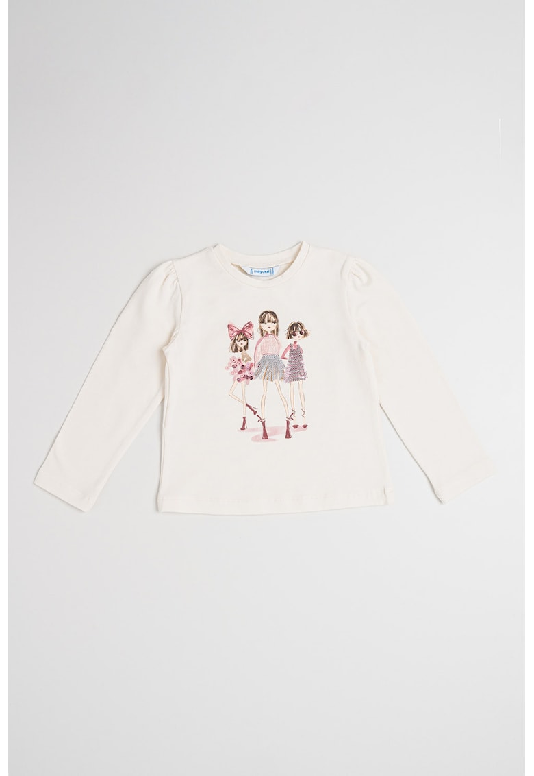 Bluza cu imprimeu grafic si paiete