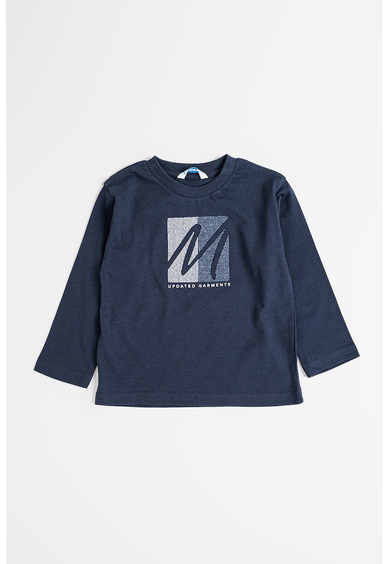 Bluza de bumbac cu decolteu rotund si imprimeu grafic