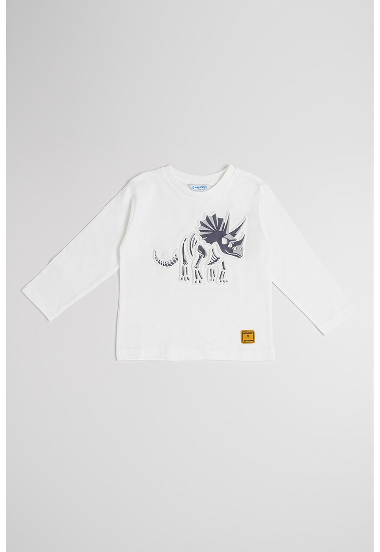 Bluza cu imprimeu grafic - Alb murdar/Gri antracit