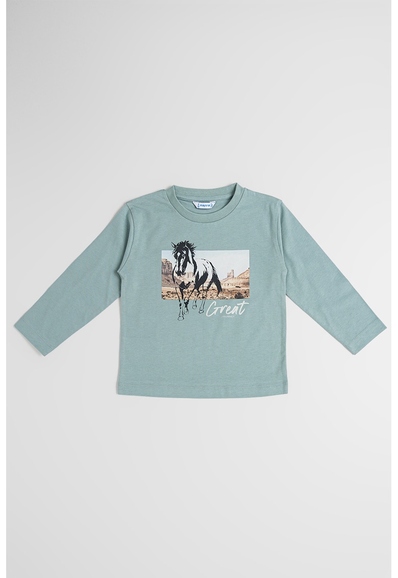 Bluza cu decolteu rotund si model grafic